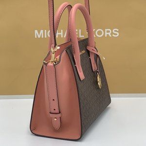 Michael Kors Avril Small Logo Top-Zip Satchel Sunset Rose